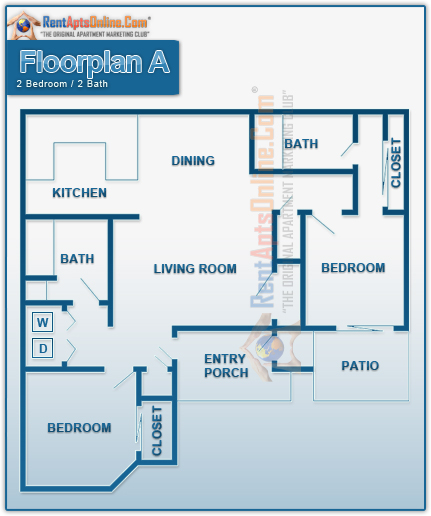 This image is the visual schematic representation of Floorplan A in Willow Run Apartments.