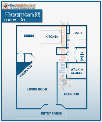 This image is the visual schematic representation of Floorplan B in Willow Run Apartments.