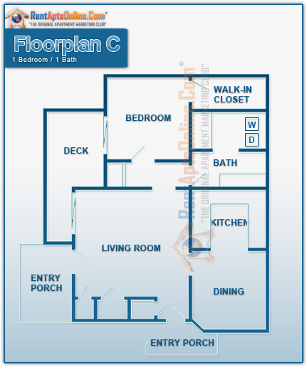 This image is the visual schematic representation of Floorplan C in Willow Run Apartments.