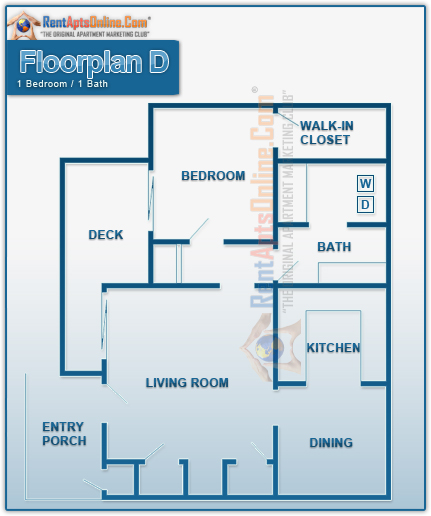 This image is the visual schematic representation of Floorplan D in Willow Run Apartments.
